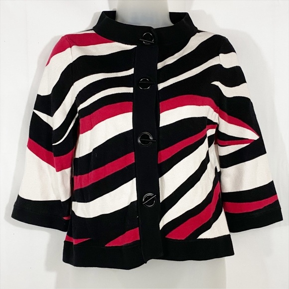 Chico’s | Red, Black, White Cardigan - Picture 1 of 11